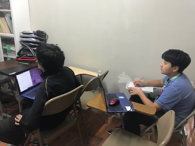 students learning